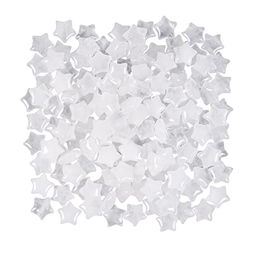 Amogeeli 10pcs Mini Polished Rock Crystal Star Shaped Palm Pocket Stone Decoration for Home Desk Table Meditation Reiki White