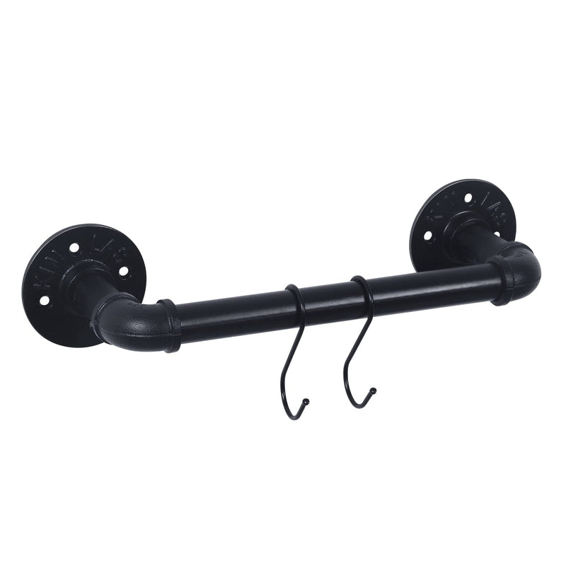 HouseAid 9 Inch Industrial Pipe Towel Bar, Farmhouse Iron Hand Towel Holder, Vintage Style Towel Rod for Bathroom, Wall Mounted, Matte Black (Hook Included) 9 inch (Black)