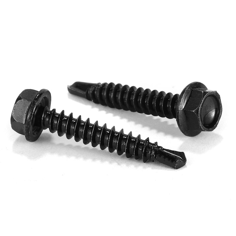 [Australia - AusPower] - #8 x 1" Sheet Metal Screws 100PCS 410 Stainless Steel Hex Washer Head Tek Screws Fast Self Tapping Screws Black Oxide by SG TZH #8 x 1" 