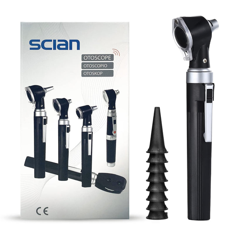 [Australia - AusPower] - Scian Otoscope - Ear Scope with Light, Ear Infection Detector, Pocket Ear Checker Kit with 3X Magnify lens & 8 Speculum Tips for Kids,Elders,Dogs,Home Use (Purple) Black 