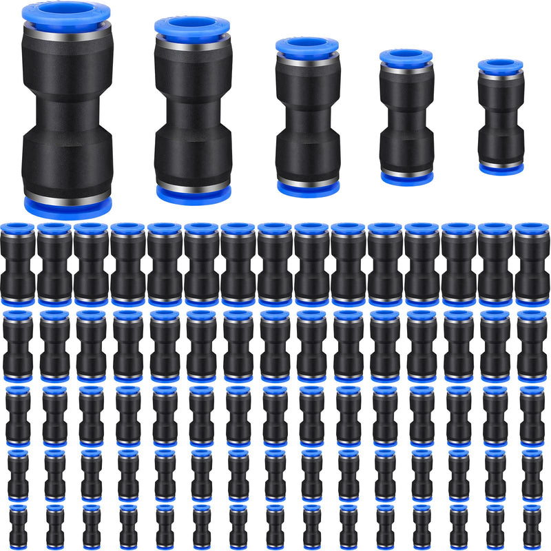 [Australia - AusPower] - 100 Pieces Air Hose Fittings Air Line Fittings Straight Push to link 4 6 8 10 12 mm Quick Release Pneumatic Connectors Plastic Straight Tube Connector Push to Connect Fittings for Tube 