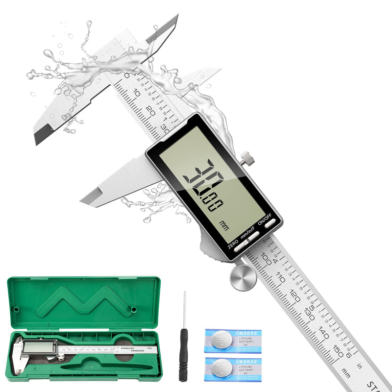 Raynesys Electronic Digital Caliper 6", Professional Precision Micrometer Calipers, ±0.001"/0.02mm Accuracy, Large LCD Display, Stainless Steel Diameter Measuring for Woodworkers/Jewelers/DIY Projects 6inch