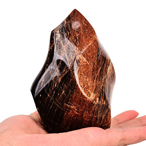 AMOYSTONE Black Moonstone Flame Shaped Towers Large Healing Crystal Stone Home Decor 1.0-1.5LBS 1.0-1.5 Pound