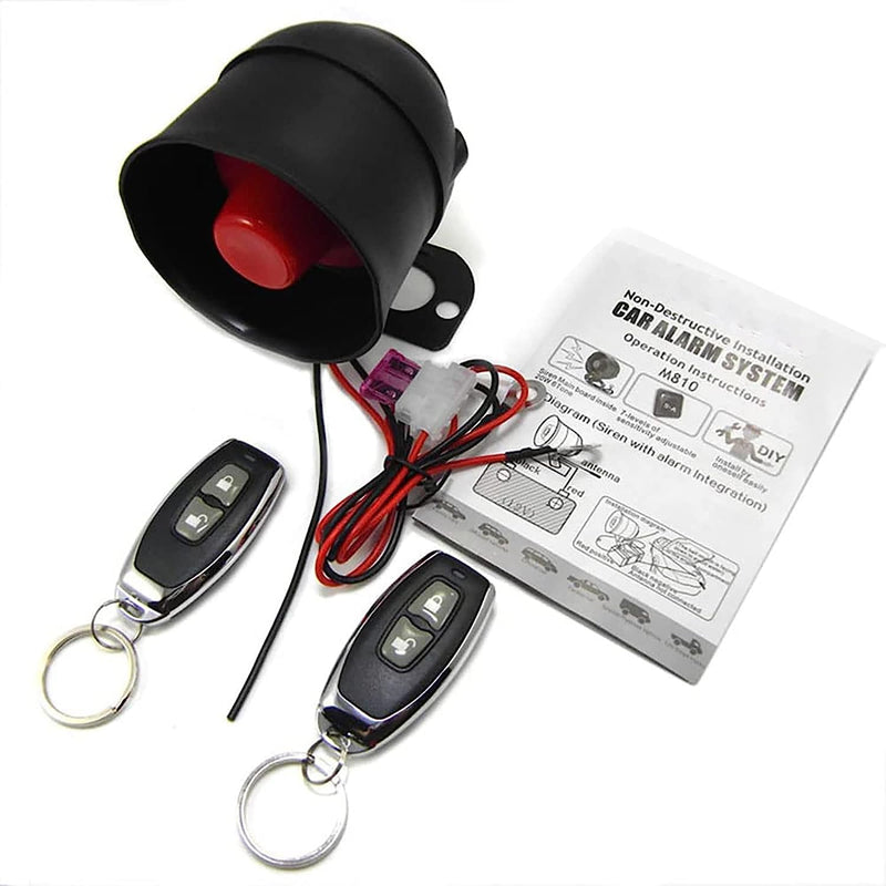 [Australia - AusPower] - Car Alarm System for Theft Prevention with Sound, Anti Theft Car Security Device Alarm System with 2 Remote Starts, Universal 12V Loud Horn 120dB 6 Tone 7-Level Sensitivity Car Alarm Siren 