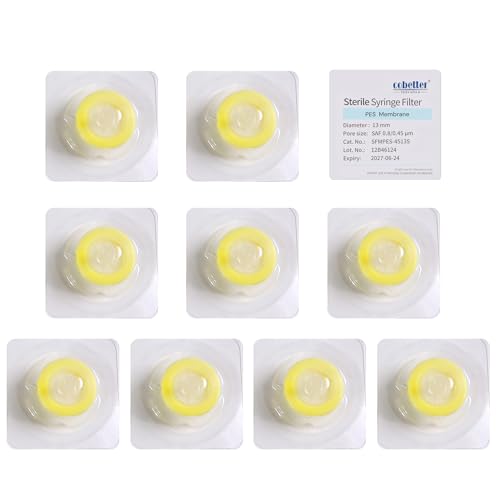 COBETTER sterile PES syringe filter, 0.45μm 13mm, individually packed 100-pack box
