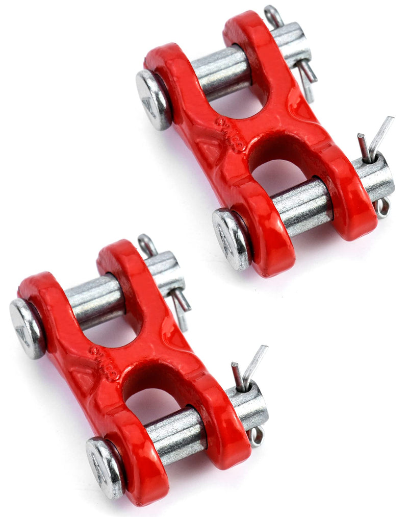 [Australia - AusPower] - QWORK 3/8 Inches Twin Clevis Safety Chain Repair Links, 2 Pack Trailer Tie Down Links, Industrial Grade Heavy Duty Material - 6,600 LBS. Capacity 6600lbs 
