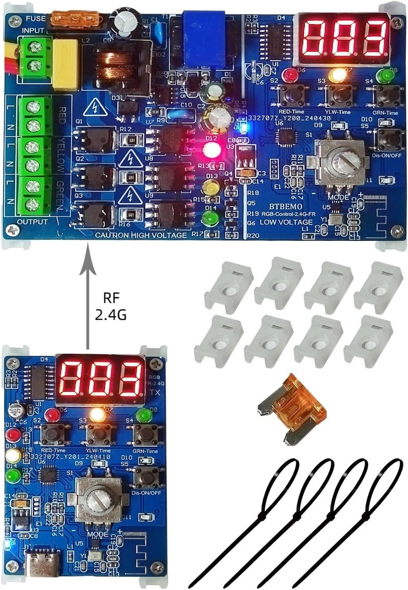 [Australia - AusPower] - ENDMAN Traffic Light Controller Sequencer with 39+ Sequences 3 Channel 80VAC-260VAC Complete Accessories LED Display 