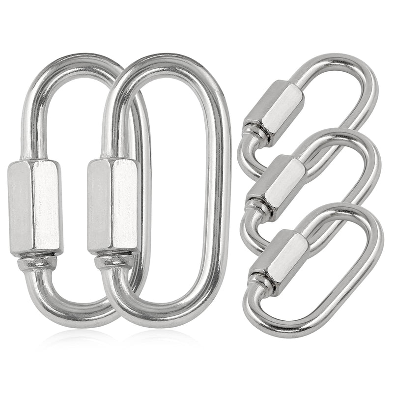 [Australia - AusPower] - 5pcs M4 Quick Link Chain, 5/32 Inch Stainless Steel Quick Links, D Shape Locking Quick Connector - 500lb Capacity 