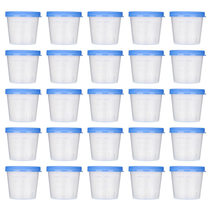 [Australia - AusPower] - EXCEART 50pcs Sterile Specimen Cups Specimen Collection Cups Urine Cups Pregnancy Test Cups Sample Containers with Lid for Laboratory 40ml Random Color 