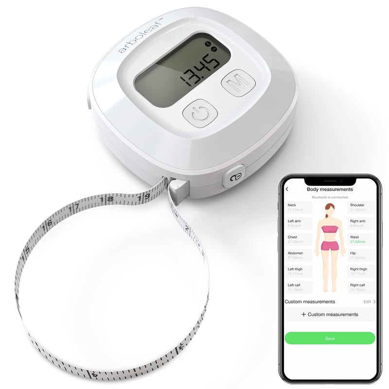 [Australia - AusPower] - arboleaf Digital Body Measuring Tape, 60in Body Tape Measure, Bluetooth Measuring Tape for Body Measurements, Body Fat Measurement Device for Weight Loss, Locking, Retractable 