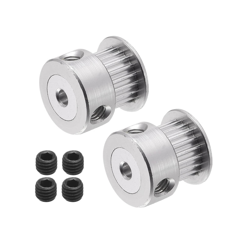 [Australia - AusPower] - MECCANIXITY 20 Teeth 3mm Bore Timing Pulley, Aluminium Synchronous Wheel Silver for 3D Printer Belt, CNC Machine, Pack of 5 Silver Tone 
