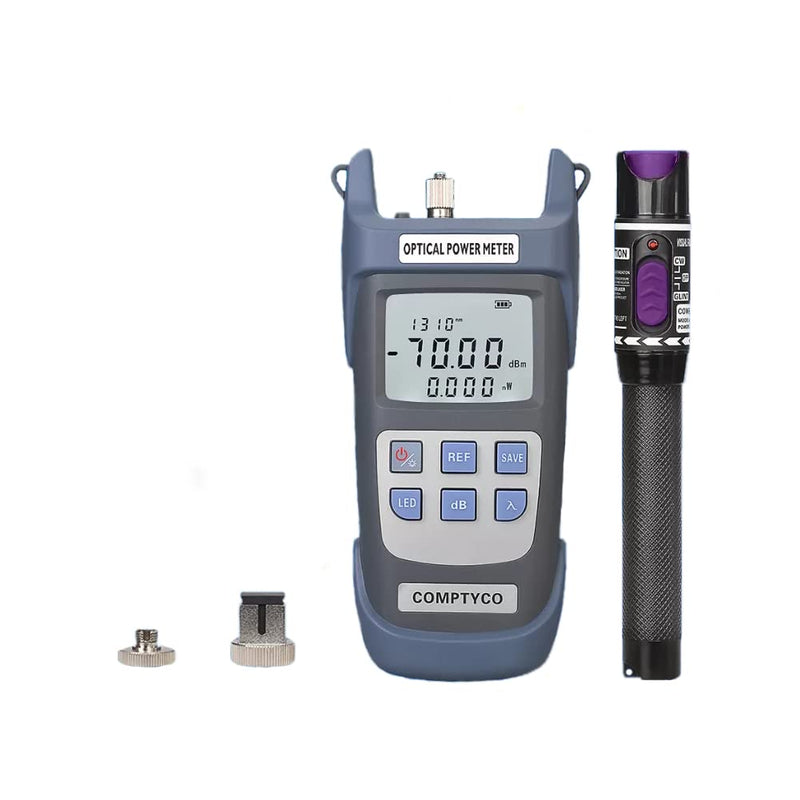 2-in-1 FTTH Fibre Optic Tool Kit, Visual Troubleshooting 30 km | With Fiber Optic Power Meter -70 +10dBm, 30mW Visual Fault Locator Fiber Test Pen Blue and purple