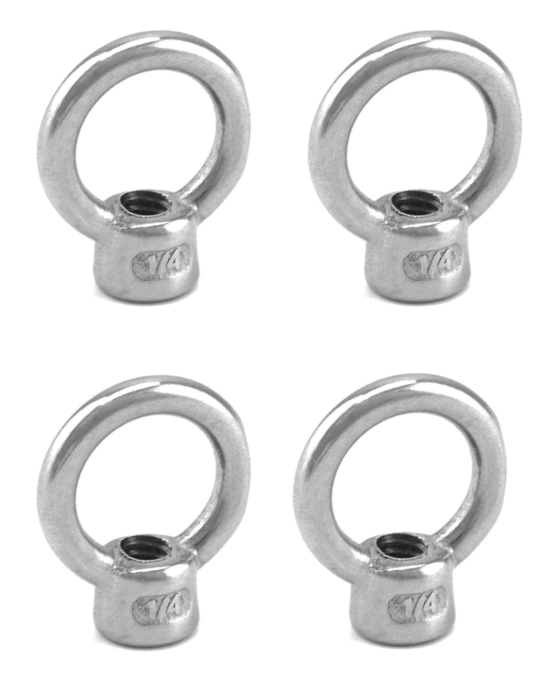 [Australia - AusPower] - QWORK Lifting Eye Nut, 4 Pack, 1/4" UNC Marine Grade Stainless Steel 316 1/4" 