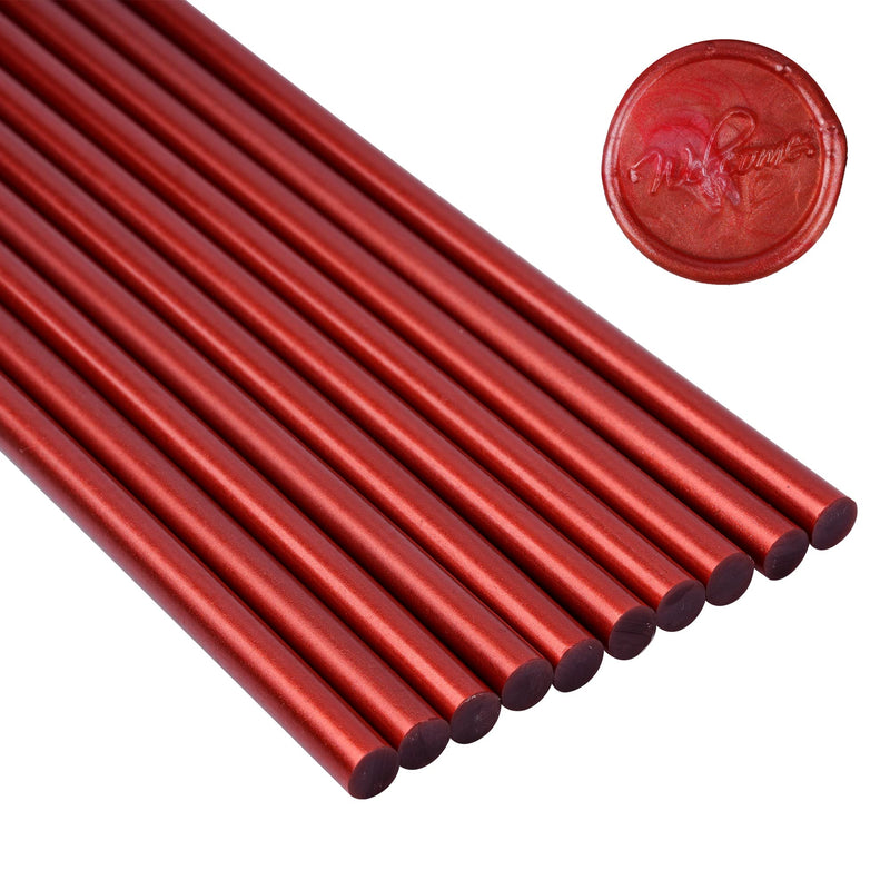 [Australia - AusPower] - 10 Pieces Sealing Wax Glue Sticks, 8 Inch Long Mini Hot Glue Gun Sticks for Envelopes, Wedding Invitations, Cards, DIY Art Craft (7mm Diameter, Red) 