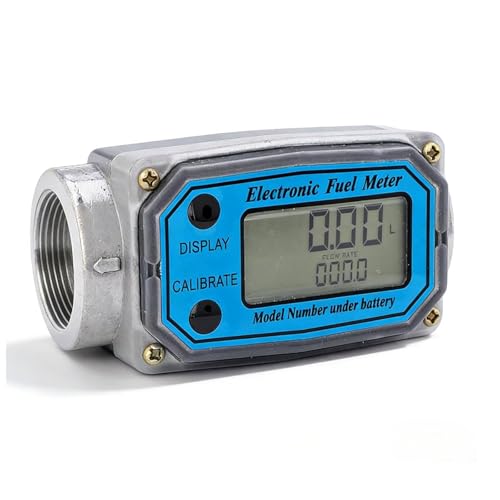 Digital Turbine Flow Meter, Mini Fuel Flow Meter 15-120 L/Min 1 Inch NPT Thread, Fuel Peak Flow Meter with Digital LCD Display, Kerosene Petrol Fuel Meter for Diesel/Fuel Blue