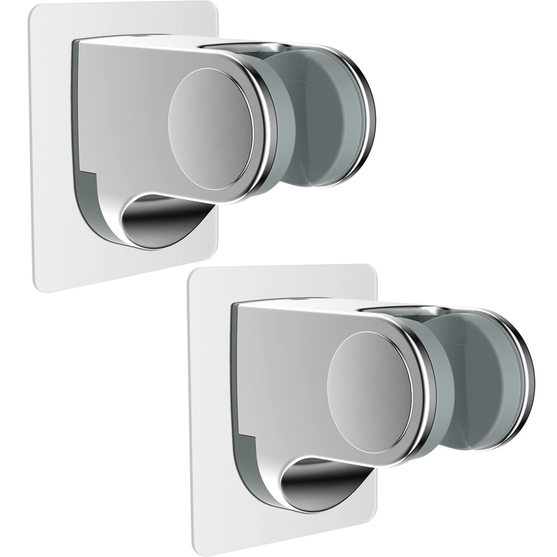 Hibbent 2 Pack Shower Head Holder - Strong Adhesive, Waterproof, Height Adjustable, Wall Mount, No Drilling, Chrome Finish