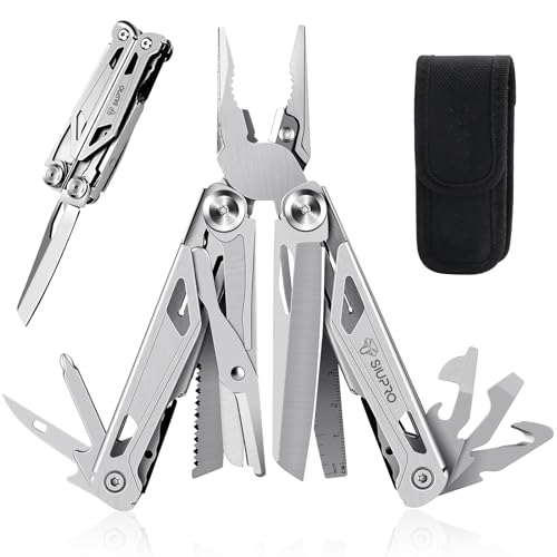 SIUPRO stainless steel multitool pocket knife for men, folded compact design with multiple tools visible