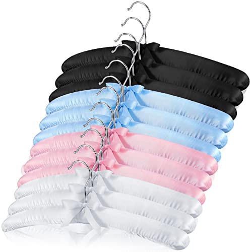 Qunclay 12 Packs Padded Clothes Hangers for Sweater Women Satin Hangers