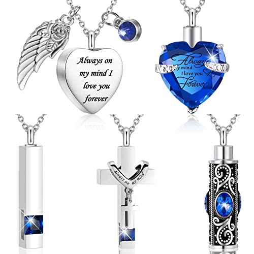 Fumete 5 Pcs Urn Necklaces for Ashes Cremation Keepsake Dark Blue