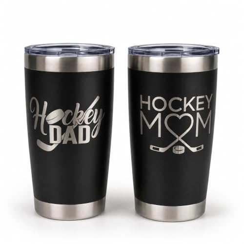 Maverick Advantage Hockey Mom Dad Tumbler Set 20oz Black Sliding Lock Lid