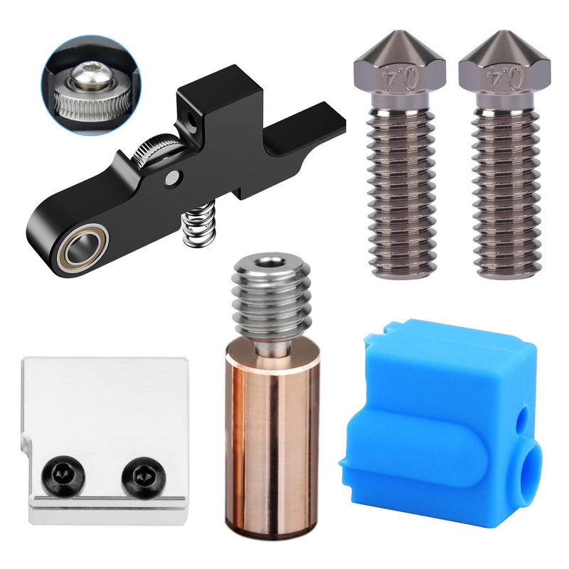 [Australia - AusPower] - Upgrade Idler Arm All Metal Bimetal Heatbreak Nickel Plated Copper Heater Block Nozzles 0.4mm Compatible with Artillery Sidewinder X1 X2 Genius Titan Extruder Volcano Hotend Parts 3D Printer 