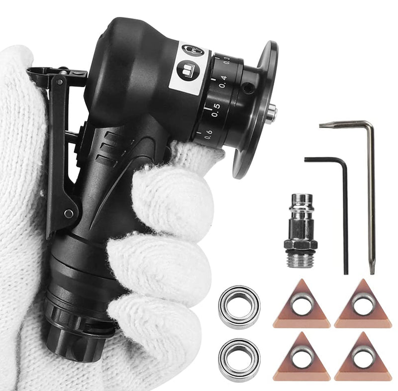 [Australia - AusPower] - Mini Pneumatic Chamfering Machine, Portable Handheld Air Chamfer Tool for Chamfering Metal 45 degree Arc Corner Beveling Trimming Deburring Machine Air Chamfering Tool Kit (Black) 