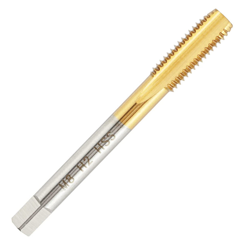 [Australia - AusPower] - Metric M8 X 1.25 HSS Ti-Coated Straight Flute Thread Tap, M8 X 1.25mm Titanium Coated Thread Machine Tap Right Hand 