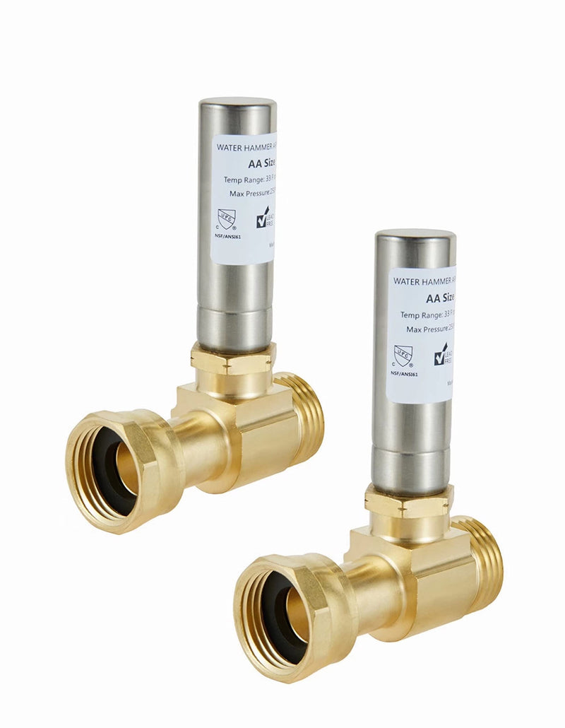 [Australia - AusPower] - (Pack of 2) EFIELD S-241 Stainless Steel Water Hammer Arrestor For Washing Machine, 3/4 Inch Swivel FHT x 3/4 Inch MHT, Straight (P2) 