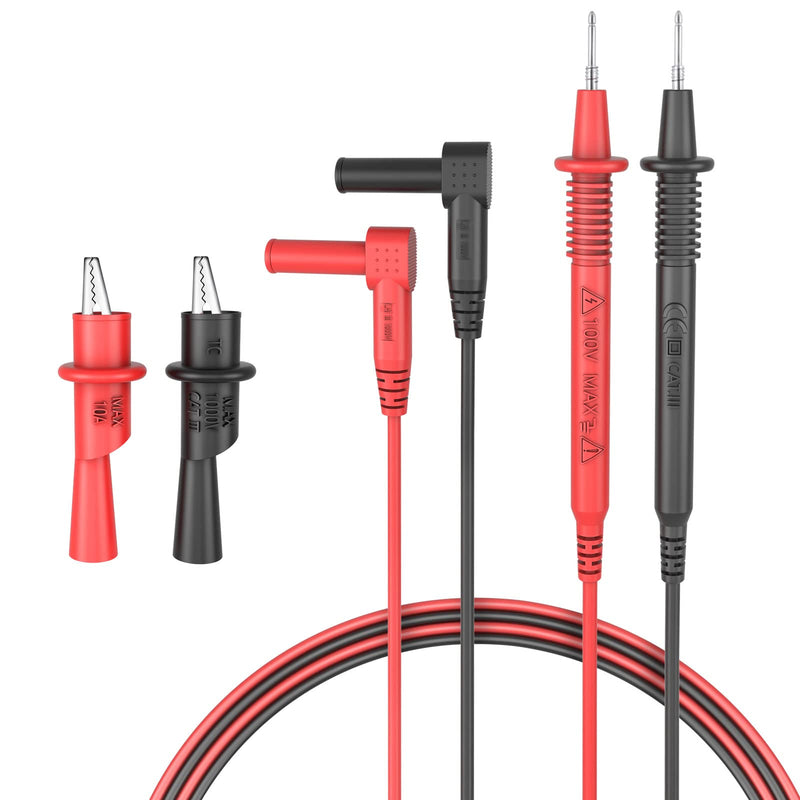 [Australia - AusPower] - Test Leads Set Multimeter Leads and Alligator Clips, Insulated Test Leads CAT III 1000V with Threaded Alligator Clips, 4mm Test Leads Threaded Probes Tip Red 