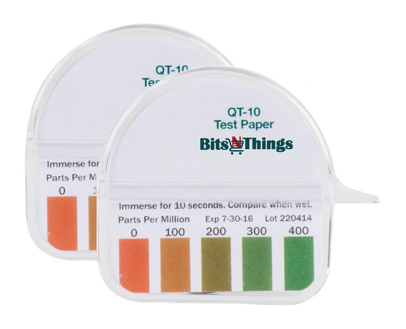 [Australia - AusPower] - Bits N Things QT-10 Quaternary Quaternary Sanitizer Test Tape 15 feet Roll - 0-400ppm (2 Pack) Q-10 