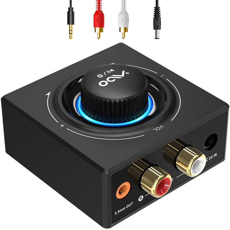 [Australia - AusPower] - YMOO B06T3 Bluetooth 5.3 Receiver, 100ft RCA Bluetooth Audio Adapter for 3.5mm Jack AUX HiFi Home Stereo/Speaker from Smartphone/Tablet/Laptop,Dual Link for Two Speakers,SBC AAC Audio Black 