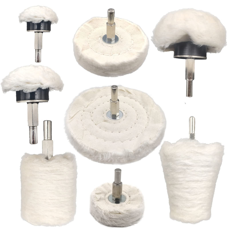 [Australia - AusPower] - 8 pcs Buffing Wheel for Drill,Buffing Pad Polishing Wheel Kits,Wheel Shaped Polishing Tool for Metal Aluminum,Stainless Steel,Chrome,Jewelry,Wood,Plastic,Ceramic,Glass,etc 8 