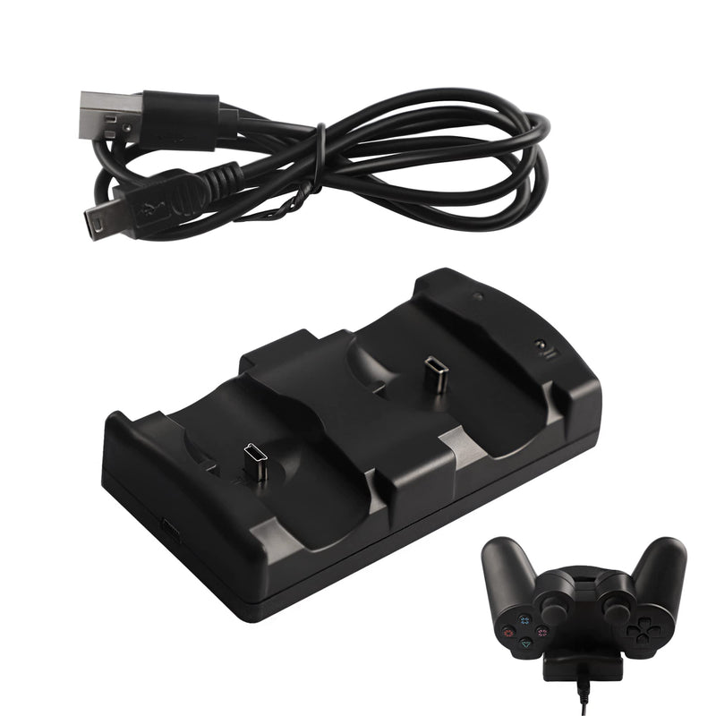[Australia - AusPower] - PS3 Controller Charger Station, Charging Dock for Sony Playstation 3 Original Wireless Dual Controller and Move Controller with LED Light Indicator and Charging Cable 