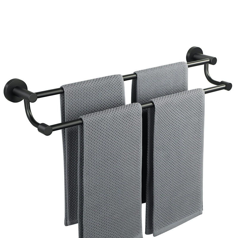 Alise Double Towel Bars,24 Inch Towel Rack for Bathroom, Wall Mount Towel Holder, Quick Drying Towel Hanger SUS304 Stainless Steel Towel Rail, Matte Black, GOY4600-B 24 inch