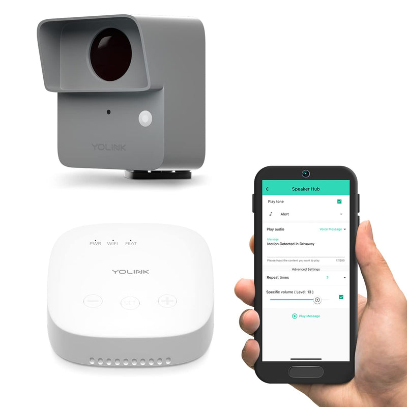 [Australia - AusPower] - YoLink LoRa Smart Outdoor Motion Sensor Starter Kit, Driveway Alert, Property Invasion/Tresspassing Detector, Email/SMS/Push Alerts, Alexa, IFTTT, Home Assistant: Includes (1) Sensor, (1) SpeakerHub 