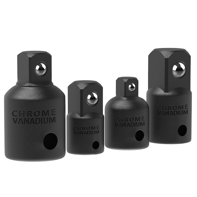 [Australia - AusPower] - Bates- Impact Socket Adapter and Reducer Set, 4-pcs, Impact Sockets Adapter Sets, Impact Adapter, Socket Adapter Set, 1/2 to 3/8 Socket Adapter, 3/8 to 1/2 Socket Adapter, 3/8 to 1/4 Socket Adapter Black 