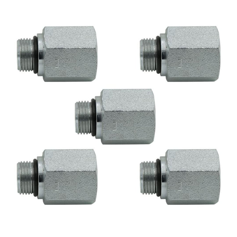 [Australia - AusPower] - #6 SAE/ORB Male x 3/8" NPTF Female Straight Joiner/Connector Hydraulic Adapter Fitting (5-PACK) | 6405-06-06 5 #6 SAE/ORB Male x 3/8" NPTF Female 