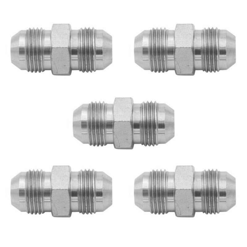 [Australia - AusPower] - 1/4" JIC Male x 1/4" JIC Male Flared Straight Tube Hydraulic Adapter Fitting (5-PACK) | 2403-04-04 5 1/4" JIC Male x 1/4" JIC Male 