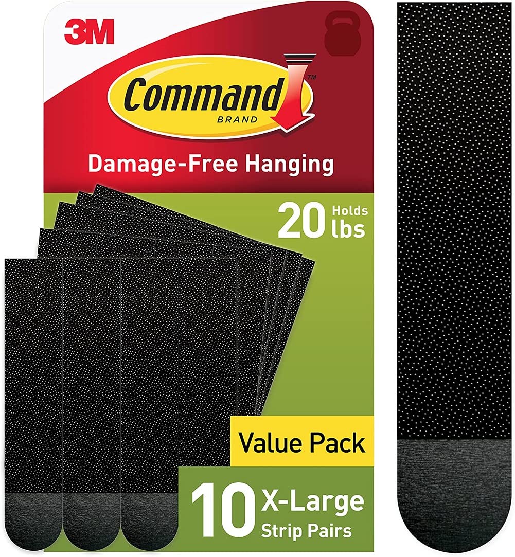 Command 20 Lb XL Heavyweight Picture Hanging Strips, Damage Free Hanging Picture Hangers, Heavy Duty Wall Hanging Strips for Living Spaces, 10 Black Adhesive Strip Pairs, PH217BLK-10NA X-Large