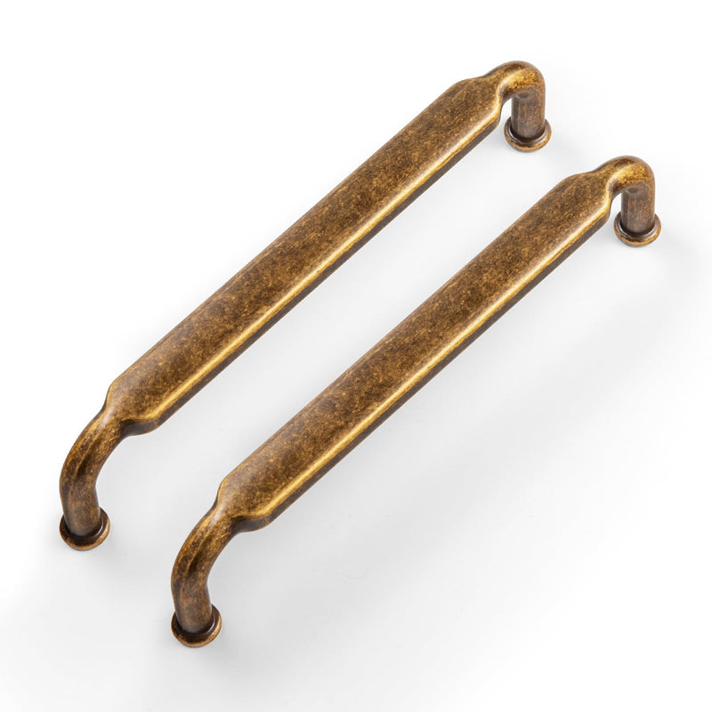 Goo-Ki 5 Inch Hole Center Antique Brass Zinc Alloy Cabinet Pulls Kitchen Cabinets Hardware, 6 Pack Vintage Brass Solid Cabinet Handles Drawer Pulls 5 Inch Hole Centers