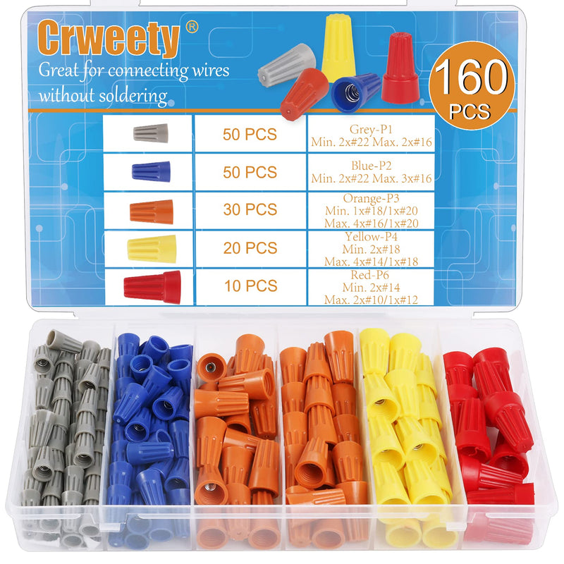 [Australia - AusPower] - 160pcs Electrical Wire Connectors Colorful Wire Connectors Nuts Wire Assortment Nuts Insert Twist Wire Caps for Quick Connection 160 Pack 