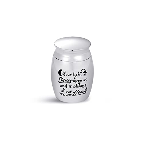 Mini Urns for Ashes Mom Dad Brother Sister Moon Star Angel Wings Your Light Shines Upon Us Always in Our Hearts Cremation Keepsake Memorial Your light Shines upon us…