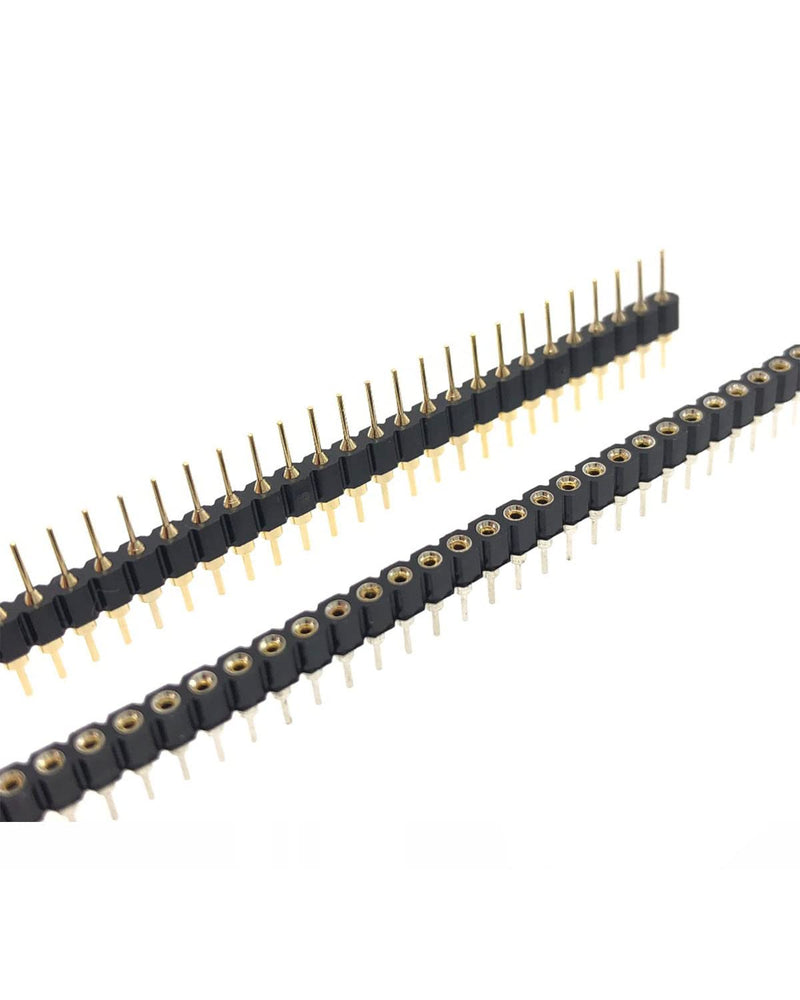 [Australia - AusPower] - 10sets Male and Female Single Row Double Head Round Row Needle Gold Plated Round Hole Row Round Hole Seat 2.54mm 1x40pin Spacing Used in Computer and Breadboard (10sets Male and Female) 10sets Male and Female 