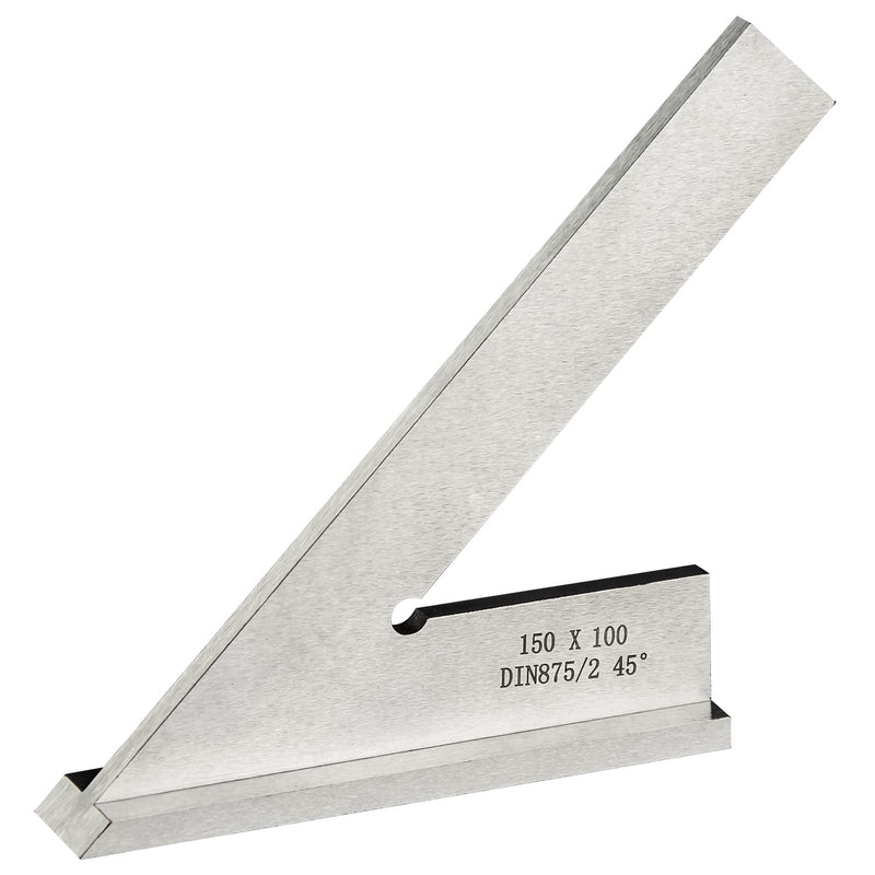45 Degree Miter Square Machinist Engineer Square with Base DIN 875/2 Angle Ruler Hardened Steel 6x4 Inch, Silver 6x4 Inch Silver