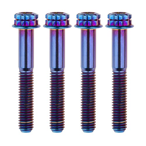 Wanyifa titanium flange 12-point M6x40mm hex screw bolt in burning blue finish