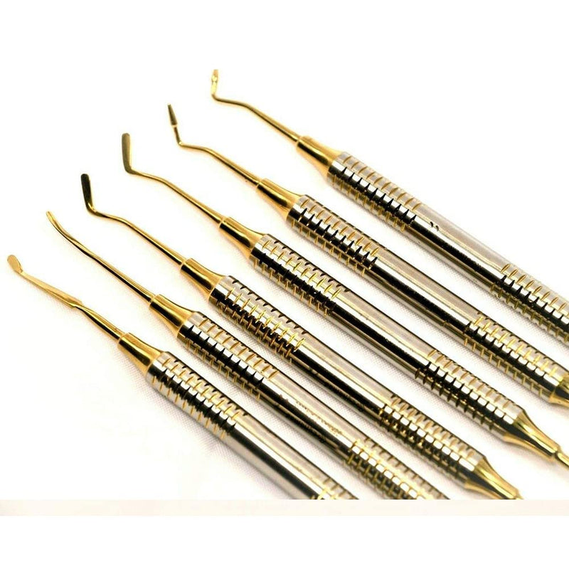 [Australia - AusPower] - | 6 PCs Dental Composite Resin Filling Gold Coated Restorative Kit - Composite Dental Hand Instruments - Dental Tools Professional Stainless Steel Restorative Instruments 
