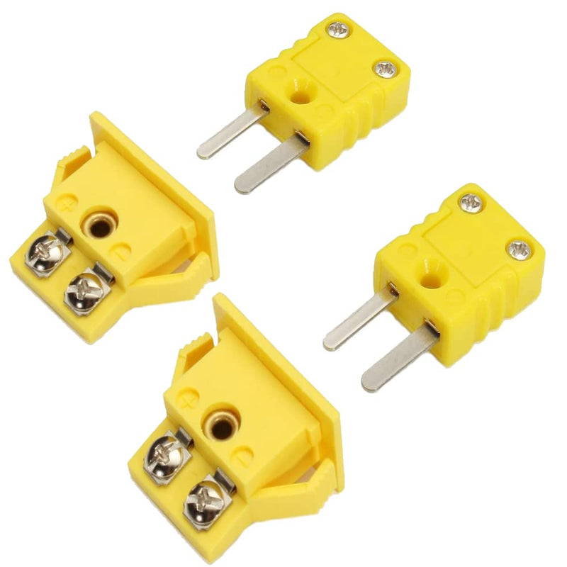[Australia - AusPower] - K-Type Panel Mount Thermocouple Mini Plug Connector, Male and Female, Yellow, Set of 2 Pack of 2 