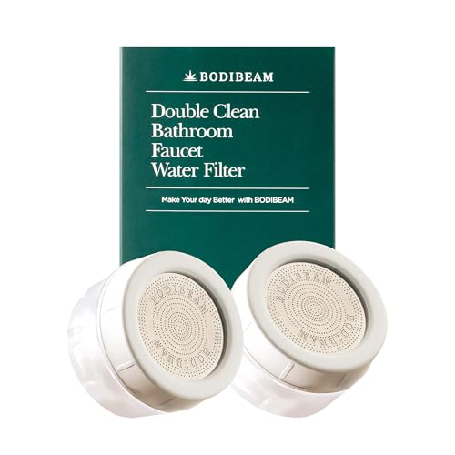 BODIBEAM replacement under-sink water filters, set of 2, for bathroom sink with vitamin C gel filtration