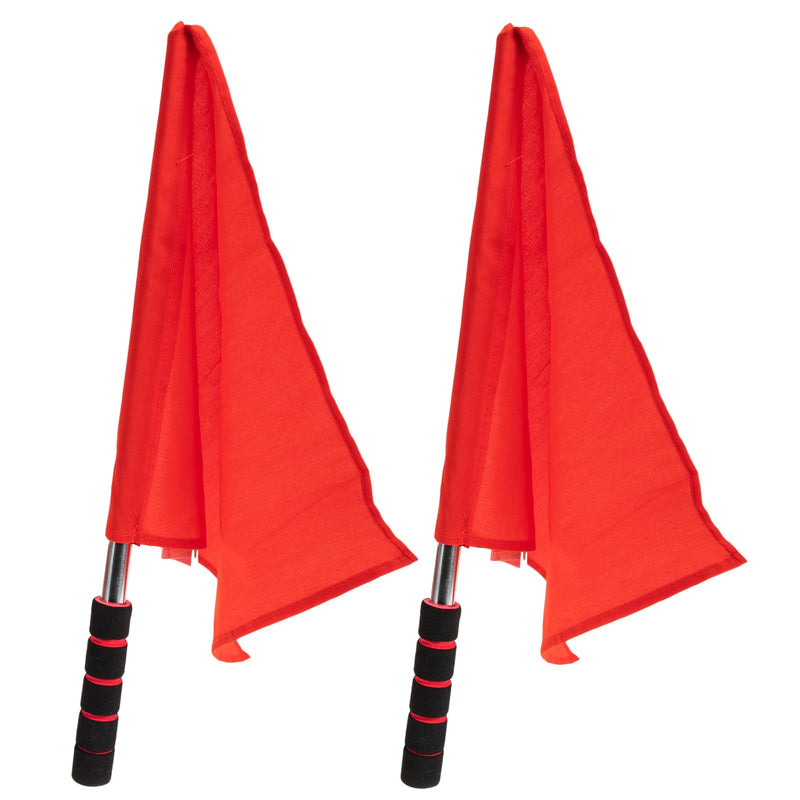 [Australia - AusPower] - Happyyami Track and Field Training Flag: 2pcs Red Referee Warning Flag Traffic Flags Linesman Flags Flag with Stainless Steel Pole Stick for Soccer 