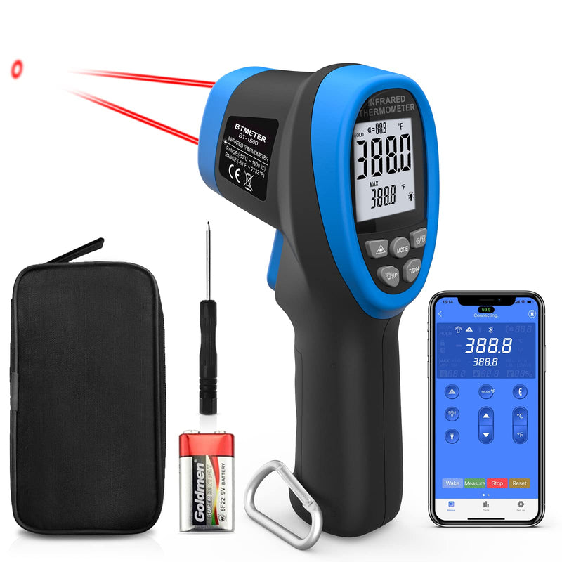 [Australia - AusPower] - BTMETER Infrared Thermometer Gun, Dual Laser 30:1 Industrial Temperature Meter Measure High Temp -58 to 2732 Degree Fahrenheit for HVAC Grill Kitchen Pizza Oven BT-1500APP 【Not for Human】 